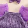 imageKuriozud Newborn Baby Girl Summer Clothes Sequin Fringe Romper Dress Puff Short Sleeve Tulle Romper Cute Sparkling ClothesPurple