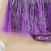 imageKuriozud Newborn Baby Girl Summer Clothes Sequin Fringe Romper Dress Puff Short Sleeve Tulle Romper Cute Sparkling ClothesPurple