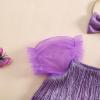 imageKuriozud Newborn Baby Girl Summer Clothes Sequin Fringe Romper Dress Puff Short Sleeve Tulle Romper Cute Sparkling ClothesPurple
