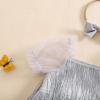 imageKuriozud Newborn Baby Girl Summer Clothes Sequin Fringe Romper Dress Puff Short Sleeve Tulle Romper Cute Sparkling ClothesSilver