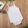 imageKuriozud Newborn Infant Baby Girl Cotton Bodysuit Sleeveless Tank Top Super Soft CamisoleWhite
