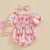 imageKuriozud Newborn Infant Baby Girl Off Shoulder Ruffle Romper Bodysuit One Piece Jumpsuit ClothesChicken Pink