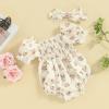 imageKuriozud Newborn Infant Baby Girl Off Shoulder Ruffle Romper Bodysuit One Piece Jumpsuit ClothesFlower Apricot