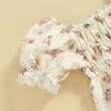 imageKuriozud Newborn Infant Baby Girl Off Shoulder Ruffle Romper Bodysuit One Piece Jumpsuit ClothesFlower Apricot
