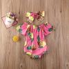 imageKuriozud Newborn Infant Baby Girl Off Shoulder Ruffle Romper Bodysuit One Piece Jumpsuit ClothesPineapple Pink  Headband