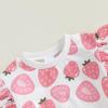 imageKuriozud Toddler Baby Girl Fall Winter Clothes Cute Print Long Seeve Crewneck Sweatshirt and Jogger Pants Set 2 Piece OutfitRuffle Strawberry White
