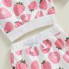 imageKuriozud Toddler Baby Girl Fall Winter Clothes Cute Print Long Seeve Crewneck Sweatshirt and Jogger Pants Set 2 Piece OutfitRuffle Strawberry White