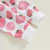 imageKuriozud Toddler Baby Girl Fall Winter Clothes Cute Print Long Seeve Crewneck Sweatshirt and Jogger Pants Set 2 Piece OutfitRuffle Strawberry White