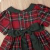 imageKuriozud Toddler Baby Girl Plaid Dress Cute Party Dress for ChristmasPlaid Dress With Green Bow
