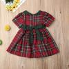 imageKuriozud Toddler Baby Girl Plaid Dress Cute Party Dress for ChristmasPlaid Dress With Green Bow