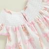 imageKuriozud Toddler Easter Dress Baby Girl Ruffle Sleeve Bunny Smocked Dresses Cute Spring ClothesBunny Bow Beige