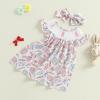 imageKuriozud Toddler Easter Dress Baby Girl Ruffle Sleeve Bunny Smocked Dresses Cute Spring ClothesEggs Bow Pink