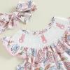 imageKuriozud Toddler Easter Dress Baby Girl Ruffle Sleeve Bunny Smocked Dresses Cute Spring ClothesEggs Bow Pink