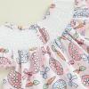 imageKuriozud Toddler Easter Dress Baby Girl Ruffle Sleeve Bunny Smocked Dresses Cute Spring ClothesEggs Bow Pink