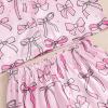 imageKuriozud Toddler Girl 4th of July Silk Satin Pajama Set Baby Fourth of July Pjs Girl Feather Trim Sleeve Nightgown PjsBowpink