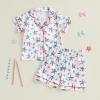 imageKuriozud Toddler Girl 4th of July Silk Satin Pajama Set Baby Fourth of July Pjs Girl Feather Trim Sleeve Nightgown PjsPatrioticmulticolor