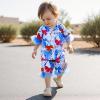 imageKuriozud Toddler Girl 4th of July Silk Satin Pajama Set Baby Fourth of July Pjs Girl Feather Trim Sleeve Nightgown PjsUsapblue