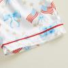 imageKuriozud Toddler Girl Satin Pajamas Set Summer Short Sleeve Button Down Shirt Top and Shorts 2pcs Pjs Sets SleepwearAmerican Flag Bow White