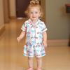 imageKuriozud Toddler Girl Satin Pajamas Set Summer Short Sleeve Button Down Shirt Top and Shorts 2pcs Pjs Sets SleepwearAmerican Flag Bow White