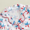 imageKuriozud Toddler Girl Satin Pajamas Set Summer Short Sleeve Button Down Shirt Top and Shorts 2pcs Pjs Sets SleepwearAmerican Flag Star White