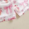 imageKuriozud Toddler Girl Satin Pajamas Set Summer Short Sleeve Button Down Shirt Top and Shorts 2pcs Pjs Sets SleepwearBow Ice Cream White