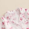 imageKuriozud Toddler Girl Satin Pajamas Set Summer Short Sleeve Button Down Shirt Top and Shorts 2pcs Pjs Sets SleepwearBow Ruffle White