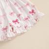 imageKuriozud Toddler Girl Satin Pajamas Set Summer Short Sleeve Button Down Shirt Top and Shorts 2pcs Pjs Sets SleepwearBow Ruffle White