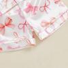 imageKuriozud Toddler Girl Satin Pajamas Set Summer Short Sleeve Button Down Shirt Top and Shorts 2pcs Pjs Sets SleepwearBow White