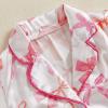imageKuriozud Toddler Girl Satin Pajamas Set Summer Short Sleeve Button Down Shirt Top and Shorts 2pcs Pjs Sets SleepwearBow White
