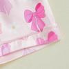 imageKuriozud Toddler Girl Satin Pajamas Set Summer Short Sleeve Button Down Shirt Top and Shorts 2pcs Pjs Sets SleepwearMulticolor Bows Pink