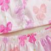 imageKuriozud Toddler Girl Satin Pajamas Set Summer Short Sleeve Button Down Shirt Top and Shorts 2pcs Pjs Sets SleepwearMulticolor Bows Pink