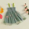 imageToddler Tulle Tutu Dress Baby Girl Sleeveless Floral Embroidery Princess Birthday Party DressesButterfly Wings Green