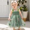 imageToddler Tulle Tutu Dress Baby Girl Sleeveless Floral Embroidery Princess Birthday Party DressesButterfly Wings Green