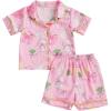 imageKuriozud 4th of July Baby Girl Pajamas Silk Stain Pjs Summer Shirt TopsShorts 2Piece Set Toddler Kids Little Girl SleepwearPink Bunny Eggs Bow