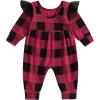 imageKuriozud Baby Girl Plaid Outfit Long Sleeve Ruffle Romper Jumpsuit Christmas Outfit Newborn Girl Fall ClothesBuffalo Plaid Red