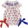 imageKuriozud Newborn Baby Girl 4th of July Outfit Cute Bow Bubble Romper Jumpsuit Infant Girl Fourth of July Summer ClothesAmerican Baby White