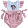 imageKuriozud Newborn Baby Girl 4th of July Outfit Cute Bow Bubble Romper Jumpsuit Infant Girl Fourth of July Summer ClothesUsa Striped Red