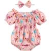 imageKuriozud Newborn Infant Baby Girl Off Shoulder Ruffle Romper Bodysuit One Piece Jumpsuit ClothesChicken Pink