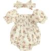 imageKuriozud Newborn Infant Baby Girl Off Shoulder Ruffle Romper Bodysuit One Piece Jumpsuit ClothesFlower Apricot