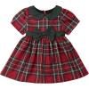 imageKuriozud Toddler Baby Girl Plaid Dress Cute Party Dress for ChristmasPlaid Dress With Green Bow