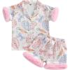 imageKuriozud Toddler Girl 4th of July Silk Satin Pajama Set Baby Fourth of July Pjs Girl Feather Trim Sleeve Nightgown PjsEasterpink