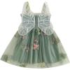 imageToddler Tulle Tutu Dress Baby Girl Sleeveless Floral Embroidery Princess Birthday Party DressesButterfly Wings Green