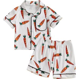 imageKuriozud 4th of July Baby Girl Pajamas Silk Stain Pjs Summer Shirt TopsShorts 2Piece Set Toddler Kids Little Girl SleepwearWhite Carrot