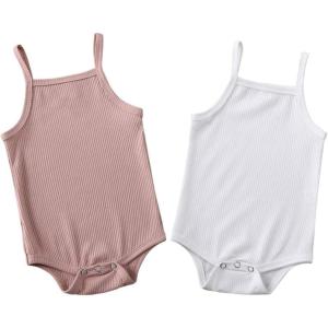 imageKuriozud Newborn Infant Baby Girl Cotton Bodysuit Sleeveless Tank Top Super Soft Camisole2 Packs White  Pink