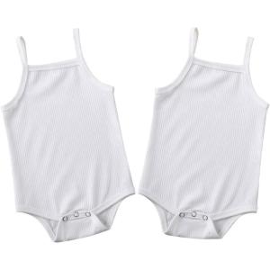 imageKuriozud Newborn Infant Baby Girl Cotton Bodysuit Sleeveless Tank Top Super Soft Camisole2 Packs White 2