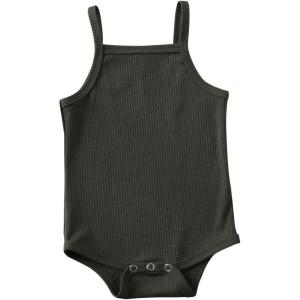 imageKuriozud Newborn Infant Baby Girl Cotton Bodysuit Sleeveless Tank Top Super Soft CamisoleGreen