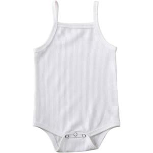 imageKuriozud Newborn Infant Baby Girl Cotton Bodysuit Sleeveless Tank Top Super Soft CamisoleWhite