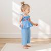 imageKuriozud 4th of July Outfit Baby Girl Smocked Tank TopWide Leg Pants Set Kids Toddler Girl Fourth of July Clothes4th July American Flag Blue