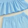 imageKuriozud 4th of July Outfit Baby Girl Smocked Tank TopWide Leg Pants Set Kids Toddler Girl Fourth of July Clothes4th July American Flag Blue