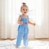 imageKuriozud 4th of July Outfit Baby Girl Smocked Tank TopWide Leg Pants Set Kids Toddler Girl Fourth of July Clothes4th July American Flag Blue